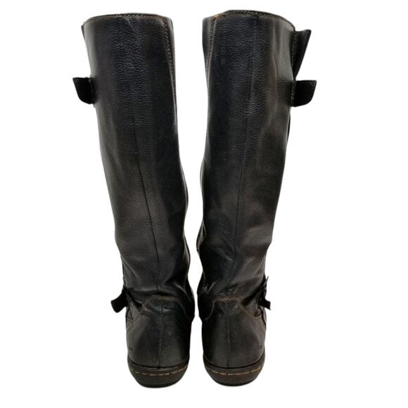 b.o.c Women's Black Pebbled Leather Flat Heel Riding Boots Size 11 - Picture 4 of 13